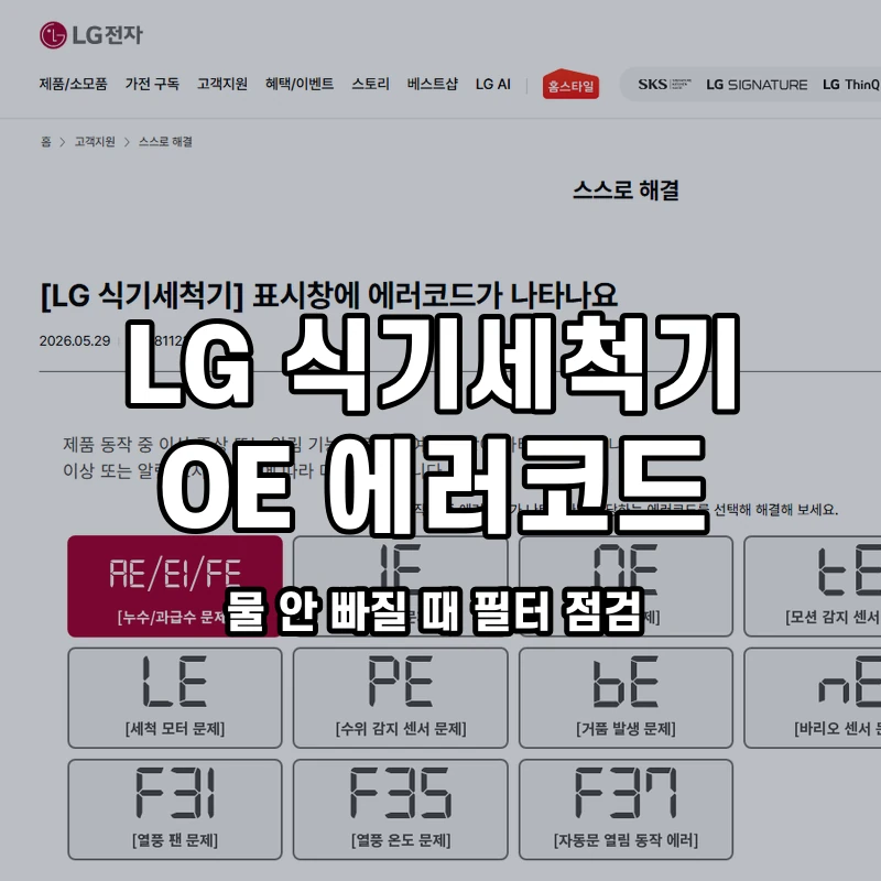 LG 식기세척기 OE 물 안 빠질 때 필터 점검 설명용 대표이미지